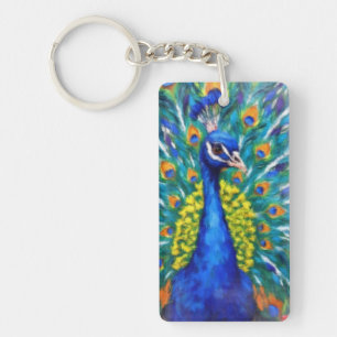 Vibrant Peacock Key Ring