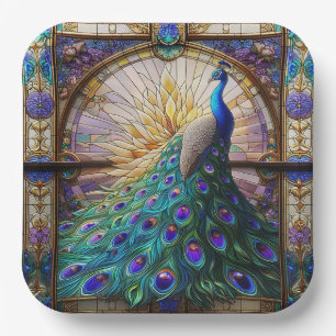 Vibrant Peacock Paper Plates: The Elegant Table Plate