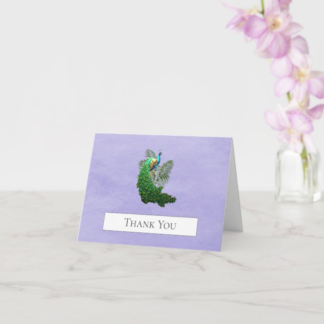 Vibrant Peacock Thank You | Lavender Card (Orchid)