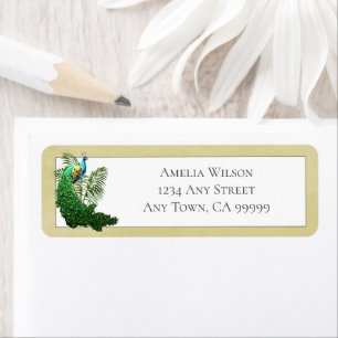 Vibrant Peacock Yellow Label Return Address Label