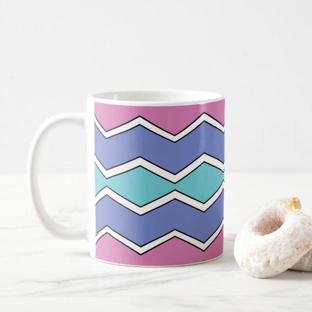 Vibrant Peaks ZigZag  Coffee Mug (With Donut)