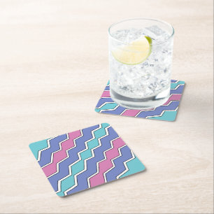 Vibrant Peaks ZigZag Square Paper Coaster