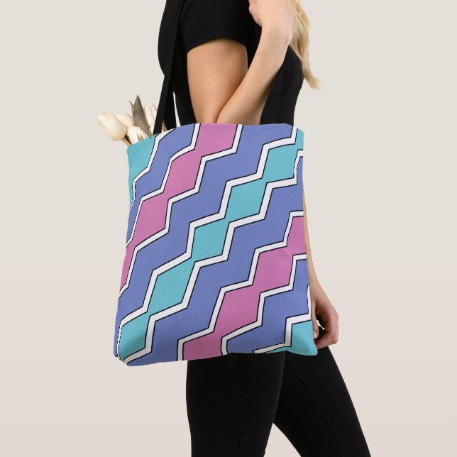 Vibrant Peaks ZigZag  Tote Bag (Close Up)