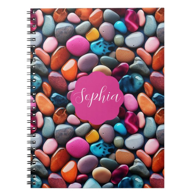 Vibrant Pebbles Pink Spiral Photo Notebook (Front)