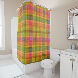 Vibrant Pencil Colour Plaid Pattern Shower Curtain