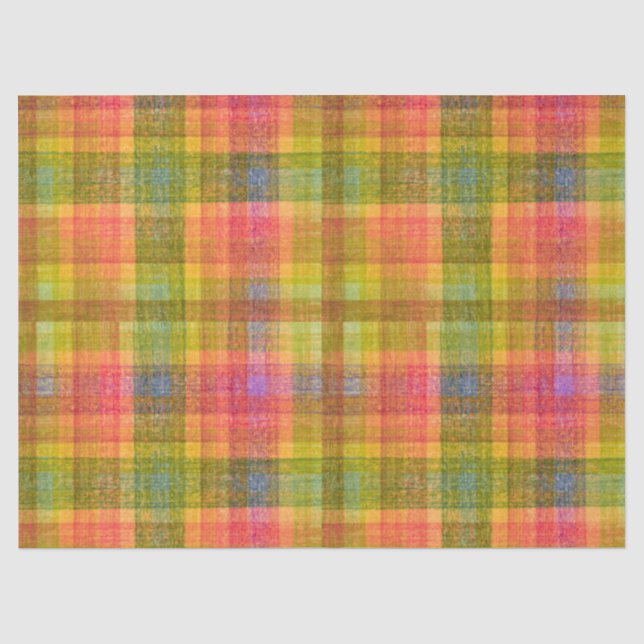 Vibrant Pencil Colour Plaid Pattern Tissue Paper (Front)