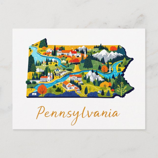 Vibrant Pennsylvania Landscape Art Postcard (Front)