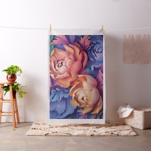 Vibrant Peony Garden in Jewel Tones Fabric