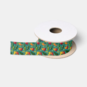 Vibrant Peppers Red Green And Yellow Peppers Satin Ribbon