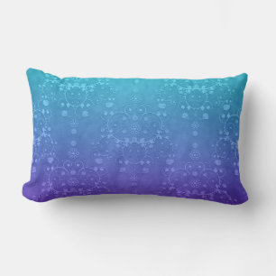 Vibrant Periwinkle to Aqua Fancy Damask Pattern Lumbar Cushion