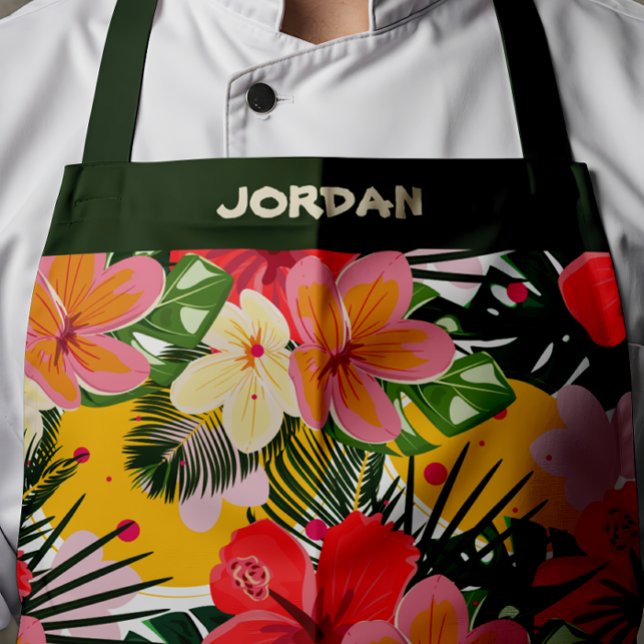 Vibrant Personalizable Tropical Floral Apron (Creator Uploaded)