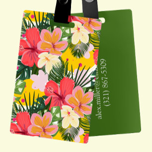 Vibrant Personalizable Tropical Floral Luggage Tag