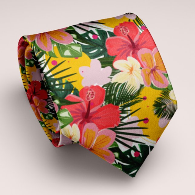Vibrant Personalizable Tropical Floral Tie (Creator Uploaded)
