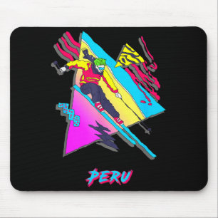 Vibrant peruvian ski adventure graphic peru skier mouse pad