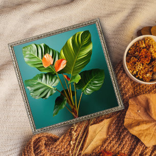 Vibrant Philodendron and Anthurium Flowers Photo Print