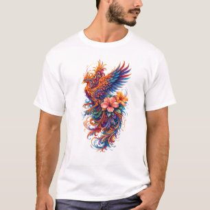 Vibrant Phoenix Floral Art – Colorful Mythical  T-Shirt