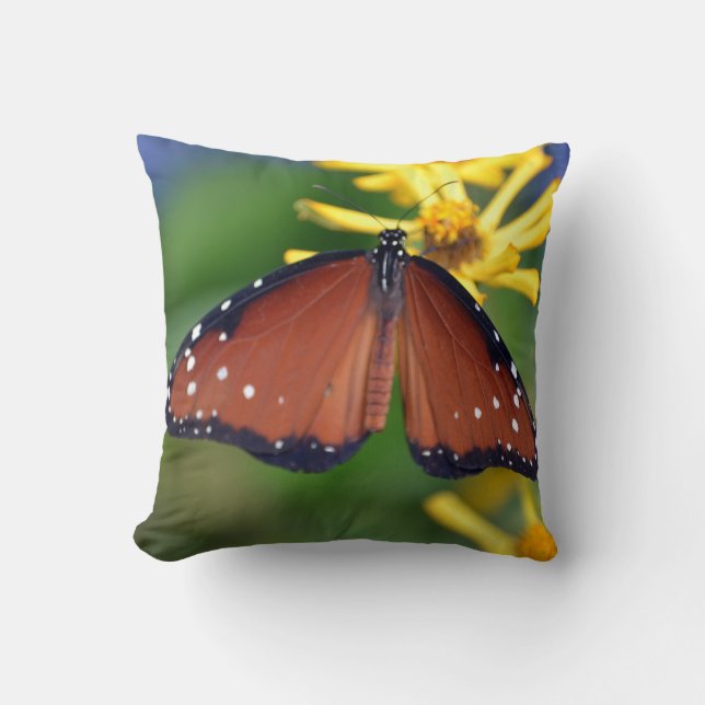 vibrant photographic brown butterfly pillow (Front)