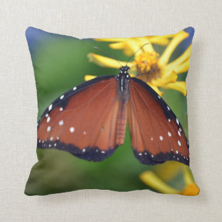 vibrant photographic brown butterfly pillow