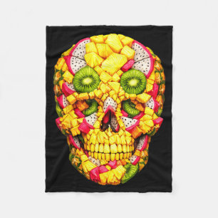 Vibrant Pineapple Skull Artwork Tropical Fruit Fleece Blanket