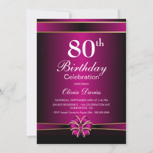 Vibrant Pink 80th Birthday Party Invitation
