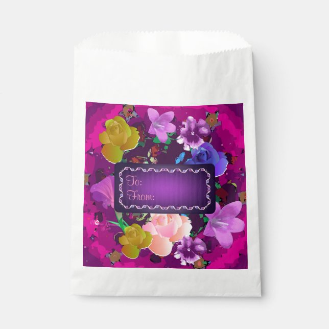 Vibrant Pink Abstract Floral  Favour Bag (Front)