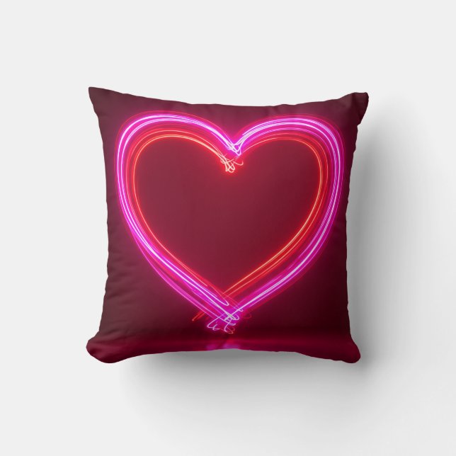 Vibrant Pink Abstract Heart Throw Pillow 16x16 | M (Front)