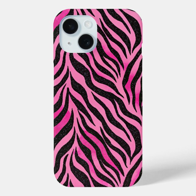 Vibrant Pink and Black Zebra Print Case-Mate iPhone Case (Back)