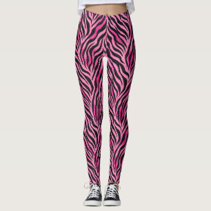 Vibrant Pink and Black Zebra Print Leggings