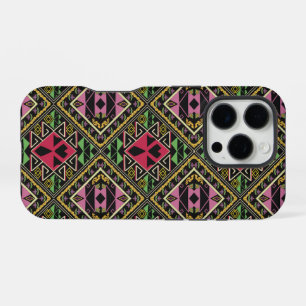 Vibrant Pink and Green Abstract Fabric Art iPhone 16 Pro Case