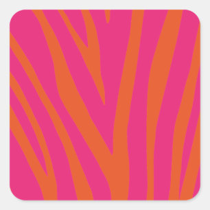 Vibrant Pink and Orange Zebra Print Square Sticker