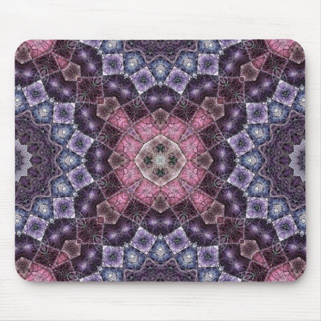 Vibrant Pink and Purple Mandala Web Pattern Mouse Pad (Front)