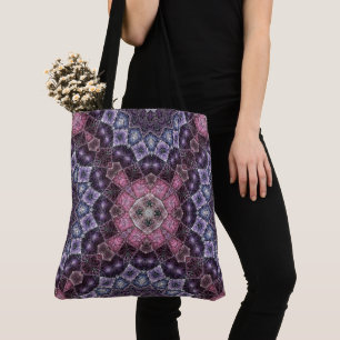 Vibrant Pink and Purple Mandala Web Pattern Tote Bag