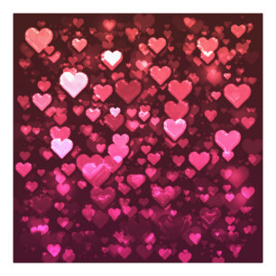 Vibrant Pink and Red Bokeh Hearts of Love Photo Print
