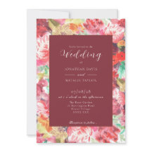 Vibrant Pink and Red Floral Invitation 