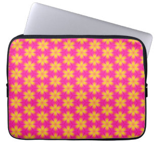 Vibrant Pink and Yellow Floral Abstract Pattern Laptop Sleeve