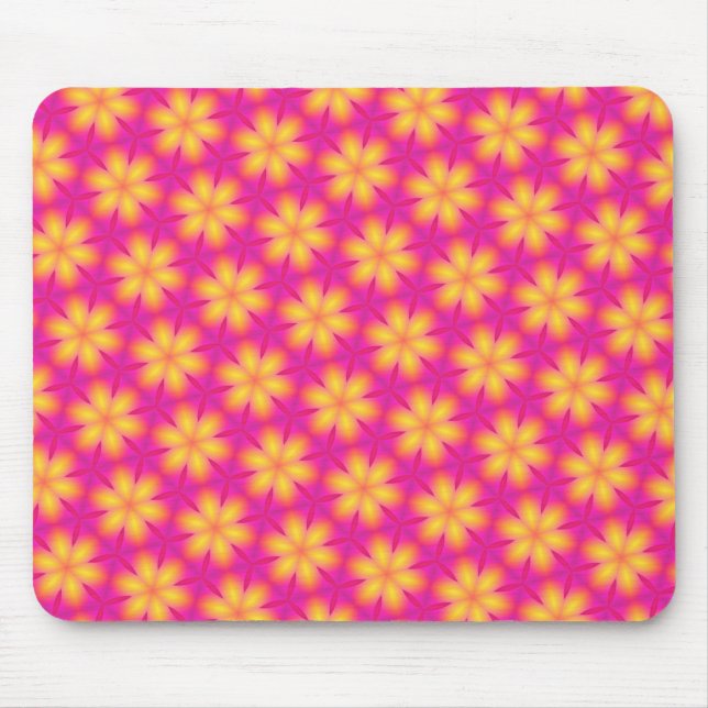 Vibrant Pink and Yellow Floral Abstract Pattern Mouse Pad (Front)
