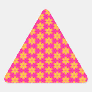 Vibrant Pink and Yellow Floral Abstract Pattern Triangle Sticker