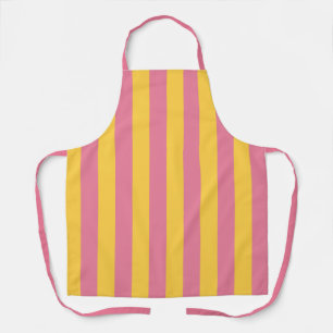 Vibrant Pink and Yellow Vertical Striped Pattern Apron