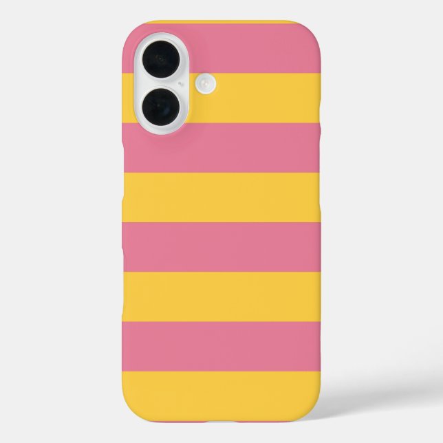 Vibrant Pink and Yellow Vertical Striped Pattern Case-Mate iPhone Case (Back)