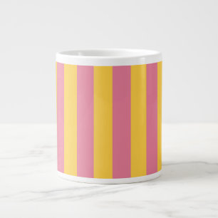 Vibrant Pink and Yellow Vertical Striped Pattern Large Coffee Mug