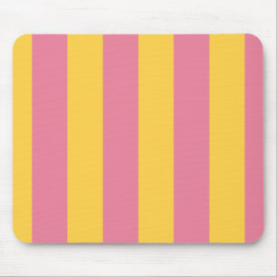 Vibrant Pink and Yellow Vertical Striped Pattern Mouse Pad