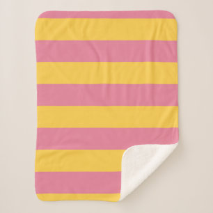 Vibrant Pink and Yellow Vertical Striped Pattern Sherpa Blanket