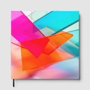Vibrant Pink Blue Modern Geometric Layers Guest Book