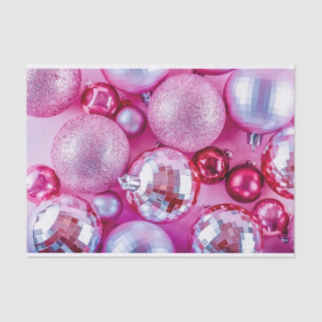 Vibrant Pink Christmas Ornaments  Tissue Paper (Front)
