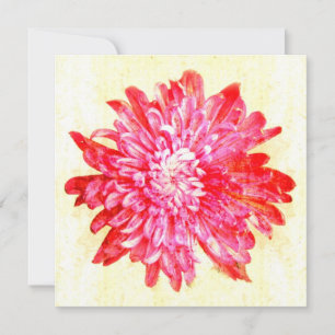 Vibrant pink chrysanthemum flower invitation