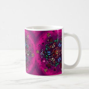 Vibrant Pink Colourful Abstract Flowers & Music Mu Coffee Mug