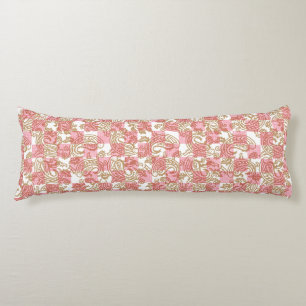 Vibrant pink fabric featuring intricate floral pat body cushion