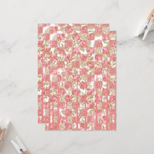 Vibrant pink fabric featuring intricate floral pat invitation