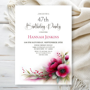 Vibrant Pink Floral Any Age Birthday Party Invitation