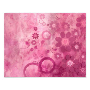 Vibrant Pink Floral Art Print - Abstract Blooms,